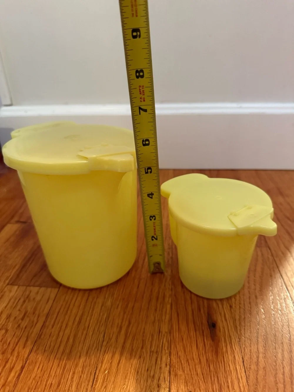 Vintage 1970's Yellow TUPPERWARE CREAMER  and SUGAR Pour Flip Lid Containers